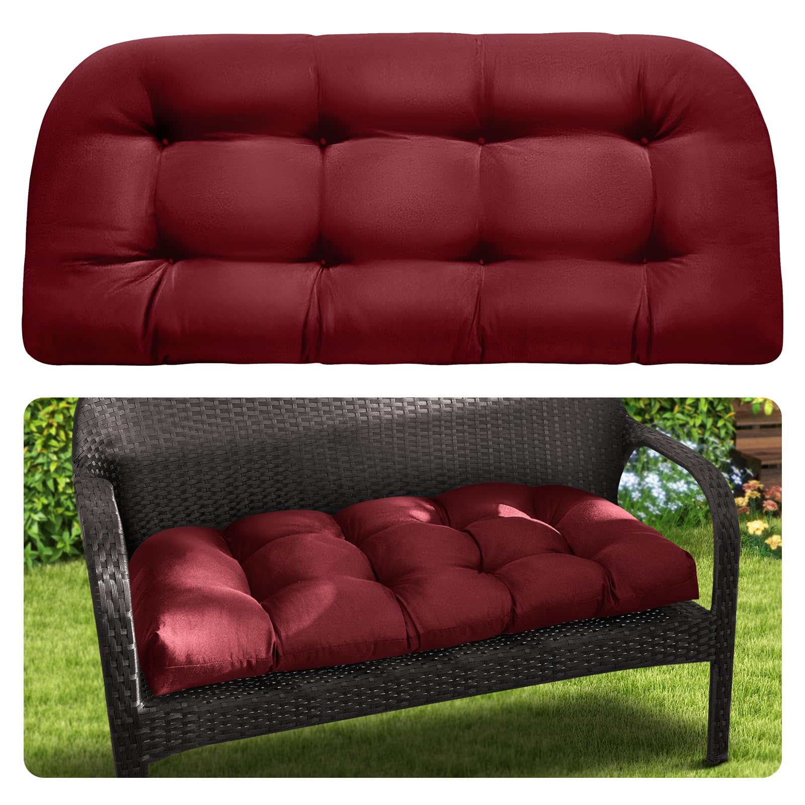 MAGIC ELEPHANT Outdoor Bench Cushion, Memory Foam Loveseat Cushion for Patio Furniture Wicker Chair, Settee Porch Swing Seat Cushion, 44 x 19 Inches (