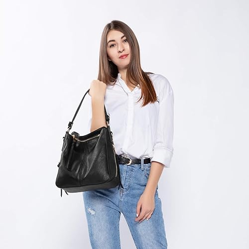 Miniatura 9 de Realer Bolsos Hobo para mujer, de piel sintética, bolso grande con borla, Hobo