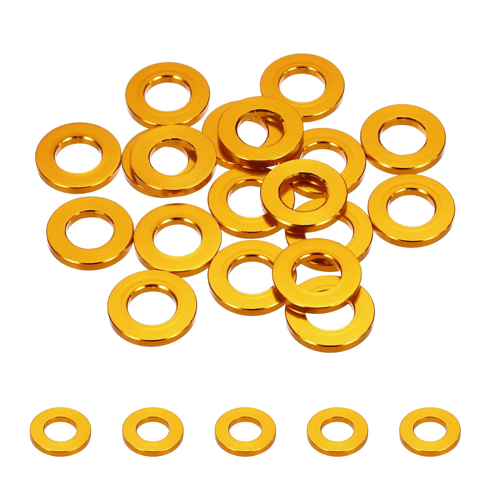 sourcing map 20pcs M8 Flat Washer Aluminum Gasket Anodized Countersunk Washer,Hole Dia 8mm/0.31" Round Washers for Screw RC/FPV/PC/Drone/Mechanical Accessories Model Parts,(Gold Tone)