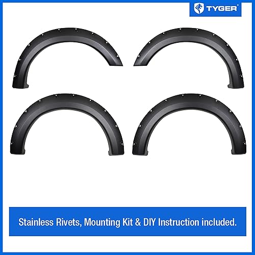 Miniatura 2 de Tyger Auto Fender Flare compatible con Ford F-150 2004-2008 (excluye Heritage) Lincoln Mark LT Fleetside 2006-2008, estilo remachado de pernos