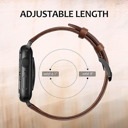 Vista 15 de Correa de cuero compatible con correas de Apple Watch de 1.811 in, 1.772 in, 1.732 in, 1.654 in (Serie 1/2/3) para hombres y mujeres, correa de Azul