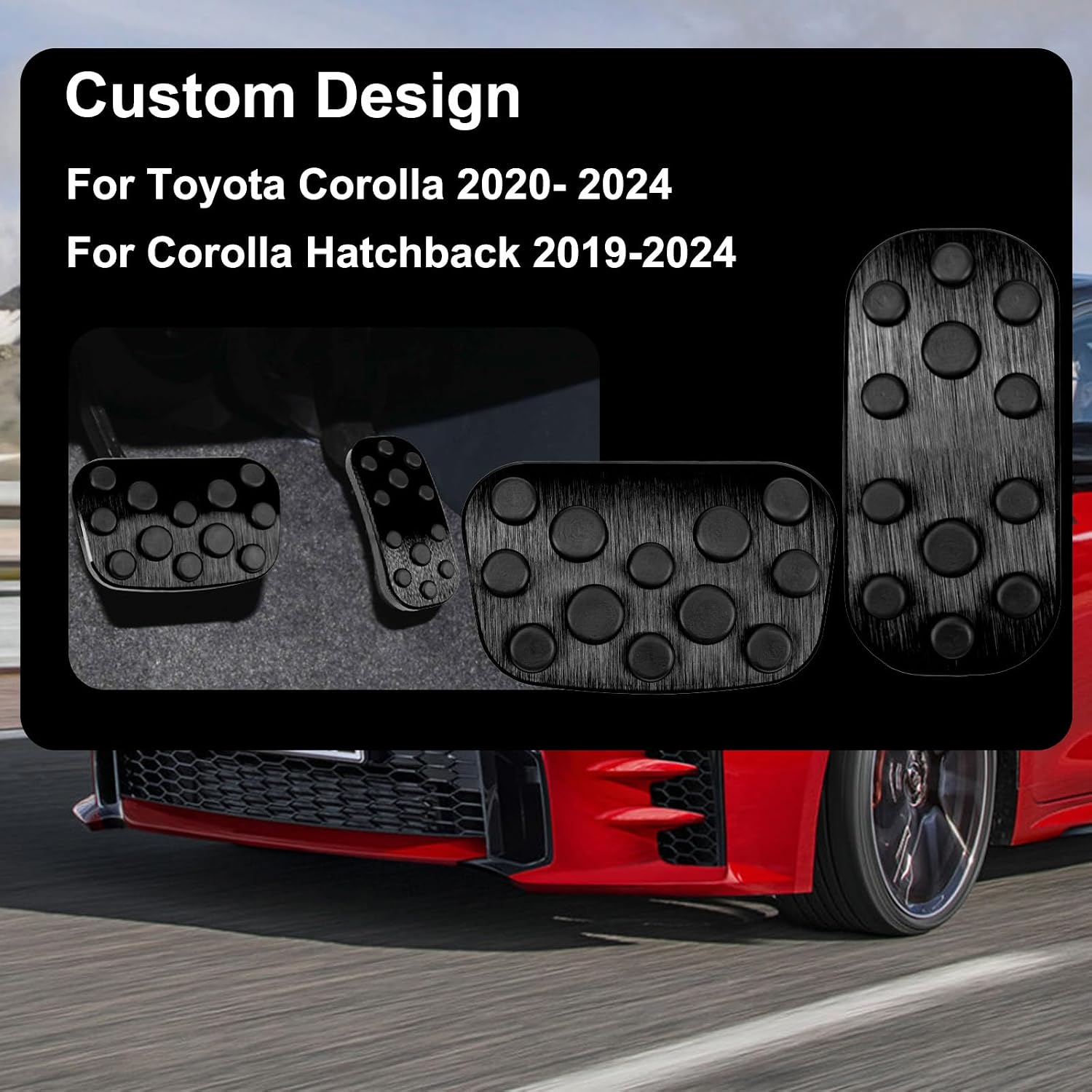BOYUER 2PCS Anti-Slip No Drilling Aluminum Brake and Gas Accelerator Pedal Covers Foot Pedal Pads Kit For Toyota 2020-2026 Corolla,2019-2025 Corolla Hatchback(BLACK) image 2