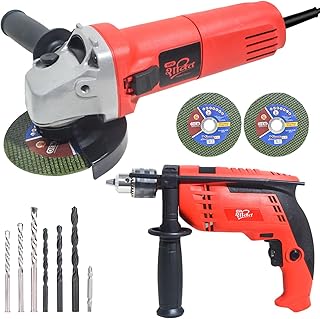 HPD Shakti 6100 4" Angle Grinder 850W + 13mm Impact Drill Machine Combo with Speed Control & Reverse Function – Powerful Tool Kit for Metal, Wood, Wall Drilling, Cutting & Grinding