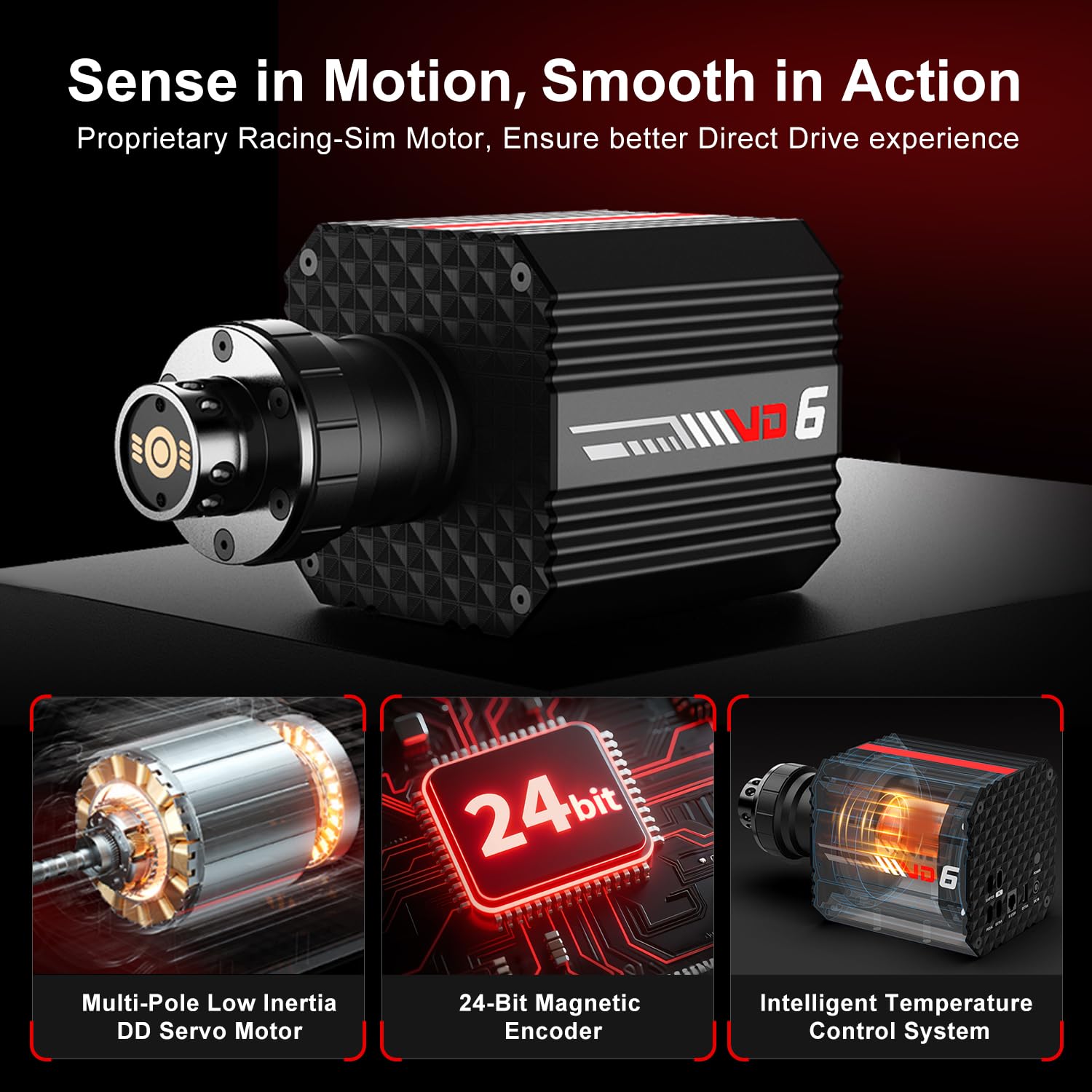 PXN VD6 Direct Drive Bundle - PC Steering Wheel and Pedals – 6 Nm Direct Drive Servo Motor Base, W DS R2 Racing Wheel, Hall Effect 2-Pedal, and Table Clamp – Professional Sim Racing Setup for Windows PC (7–11)