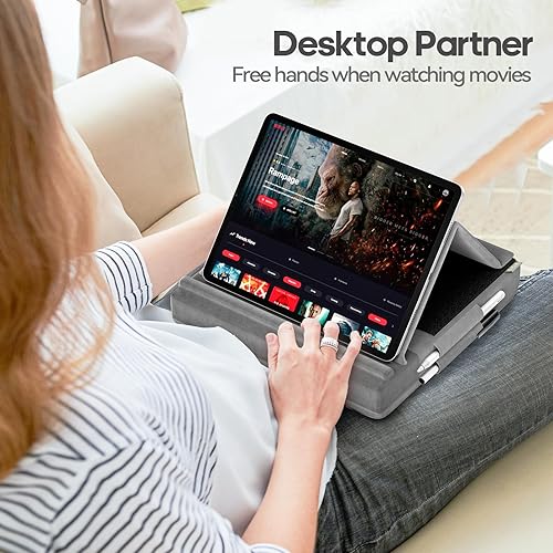 Miniatura 2 de KDD Soporte de almohada para tableta, soporte de iPad de visión multiángulo para regazo, cama y escritorio, base plegable con soporte para lápiz