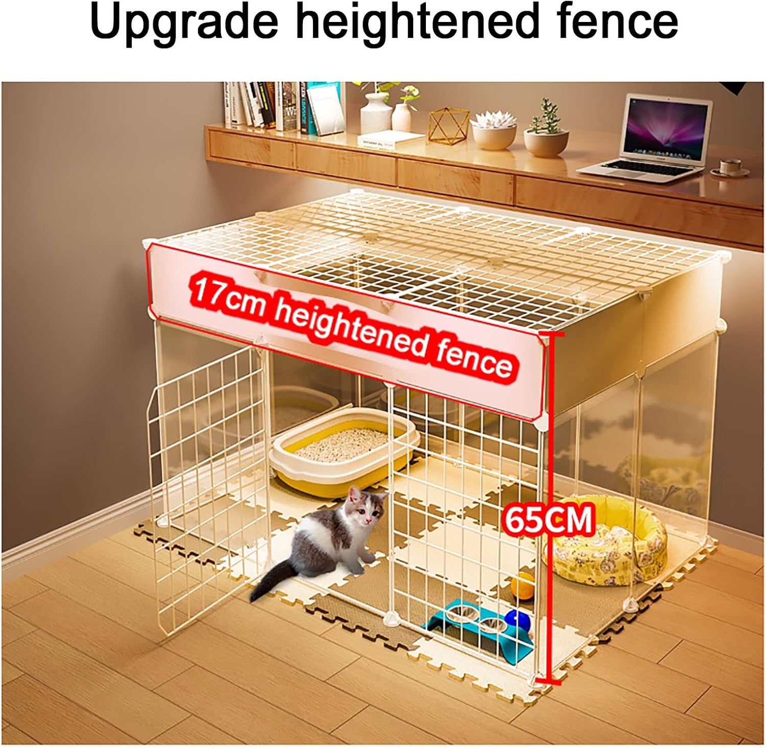 Cat Cage,Indoor Cat Cage DIY Detachable Cat Playpen Outdoor Cat Enclosures,Pet Cages for Cats,Large Exercise Place Ideal for 1-2 Cats - for Small Pet Cat Cat Puppy,with top-147x75x47cm