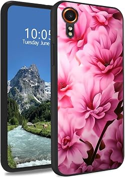 TPU Cover for Samsung Galaxy Xcover 7, Slim Black Soft TPU Silicone Protection Shockproof Non-Slip Protective Case for Women Men for Samsung Xcover 7,Pink Flowers