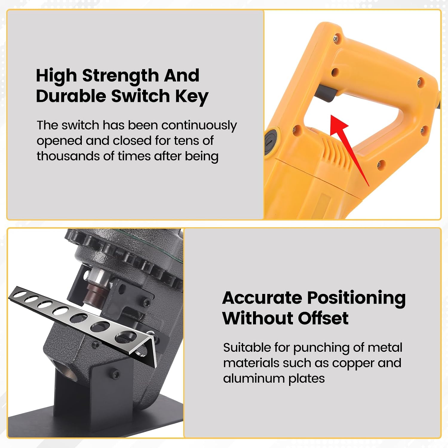 1800W 20T Electric Hydraulic Hole Puncher, Heavy Duty Metal Punch with 5 Dies(6 mm-20 mm), Portable Punching Machine with Precise Drilling & Foot Pedal Switch for Steel, Aluminum, Copper, Angle Iron