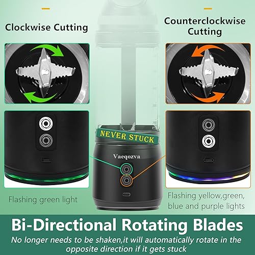 Miniatura 4 de Licuadora portátil para batidos y batidos, licuadora de viaje de 24 onzas y 300 W para llevar, recargable por USB, licuadora personal para batidos