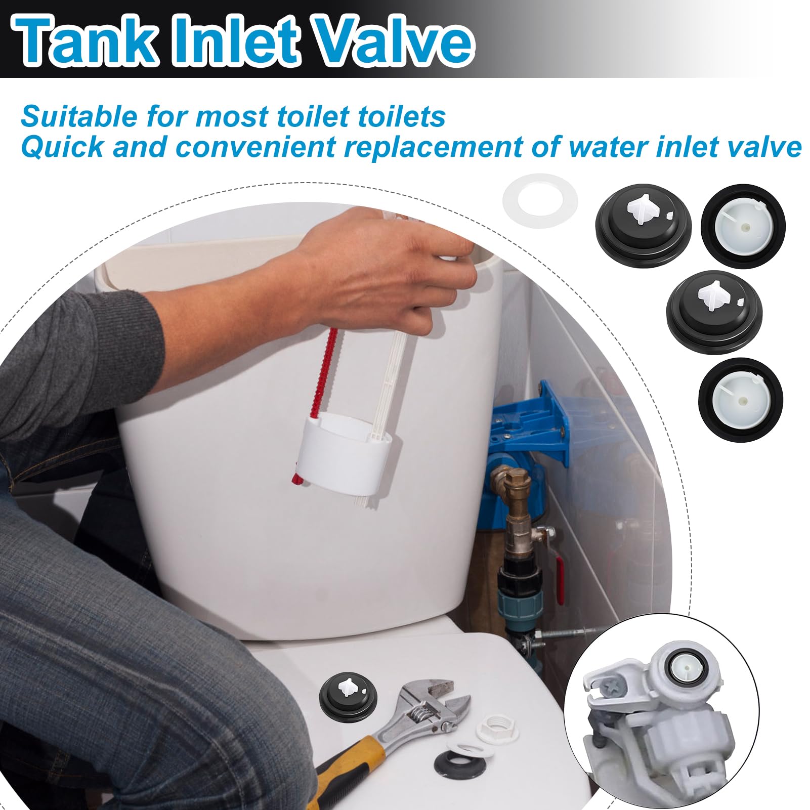 4 Joints Chasse D’eau WC Universels – Membrane Caoutchouc Renforcé – Économie D’eau – Compatible 99% Des Réservoirs – DIBLUM
