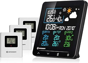Bresser Quadro Individio NV Weather Station with 3 Outdoor Sensors, Integrated Thermo-Hygrometer, 4 Readings and Air Pressure History and Alarm Function