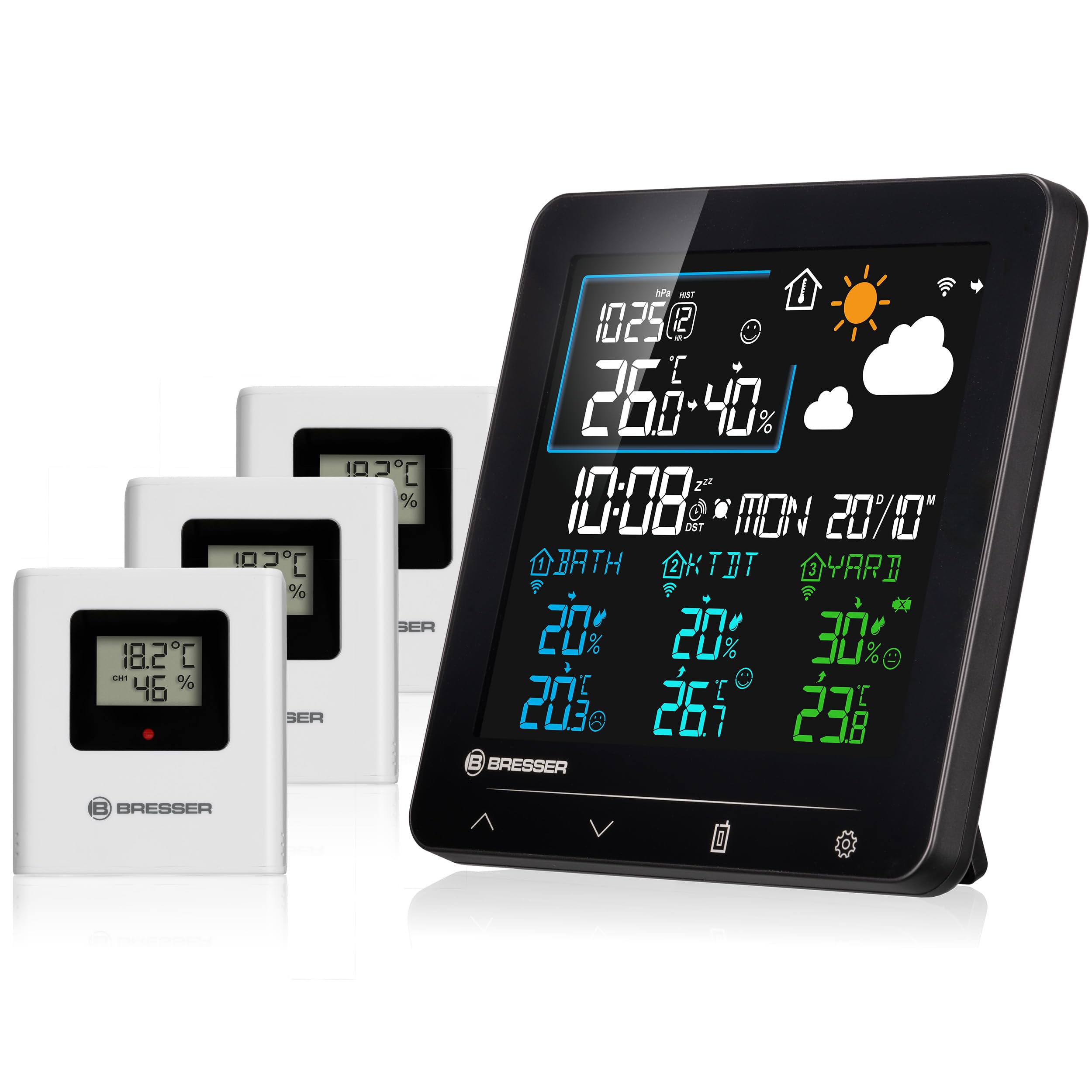 Bresser Quadro Individio NV Station météo sans fil, 3 capteurs
