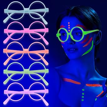 10 Pack Neon Glow Glasses, Glow in the Dark Glasses Bulk for Birthday Wedding Neon Party Decorations