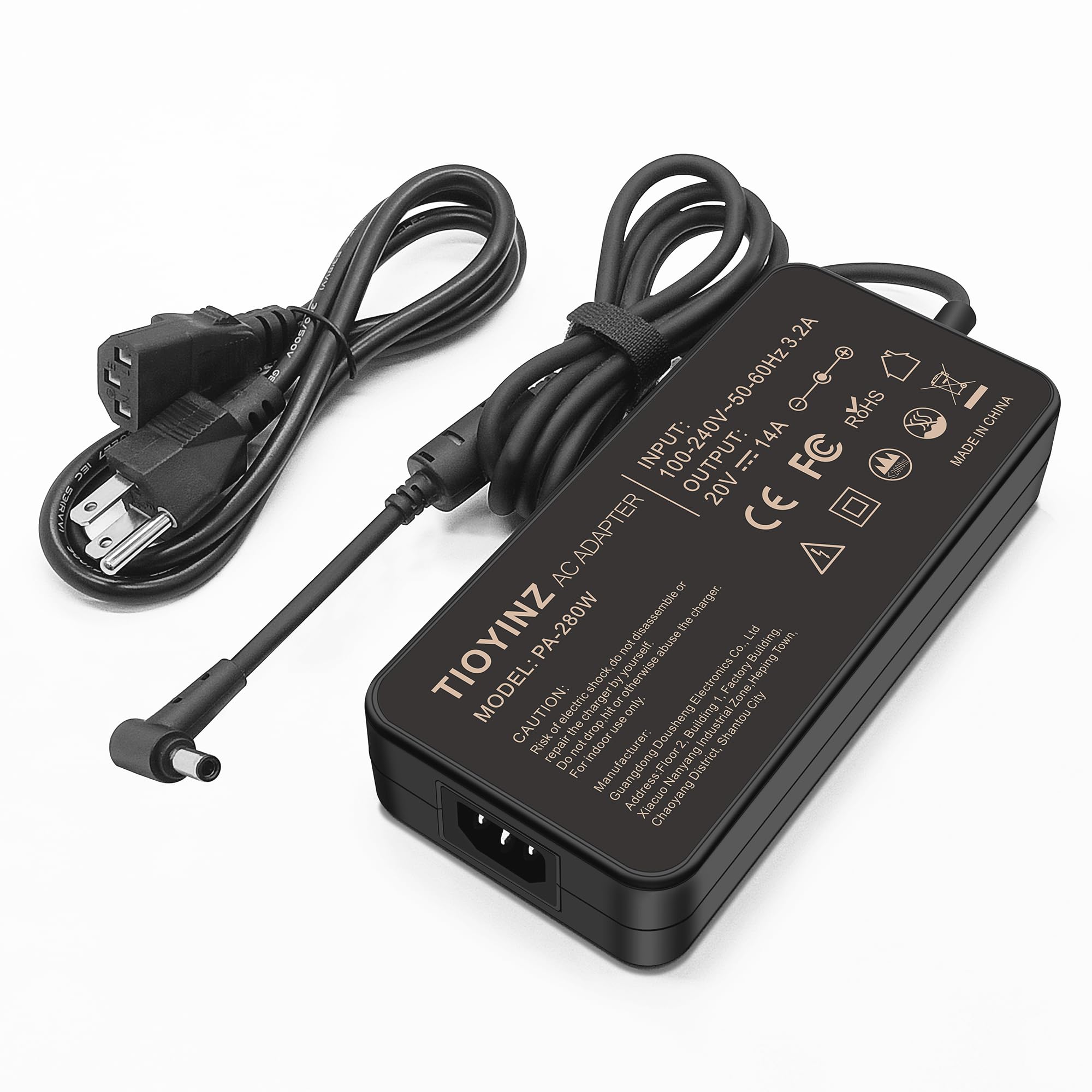 280W AC Charger for ASUS ROG Strix G15 G17 G513R G513Q G713R G713Q Scar 15 17 G532L G533Z G732L G733Z Hero Scar III G731G G531G G703G Gaming Laptop Adapter 20V 14A (6.0x3.7mm) (Black-280W)