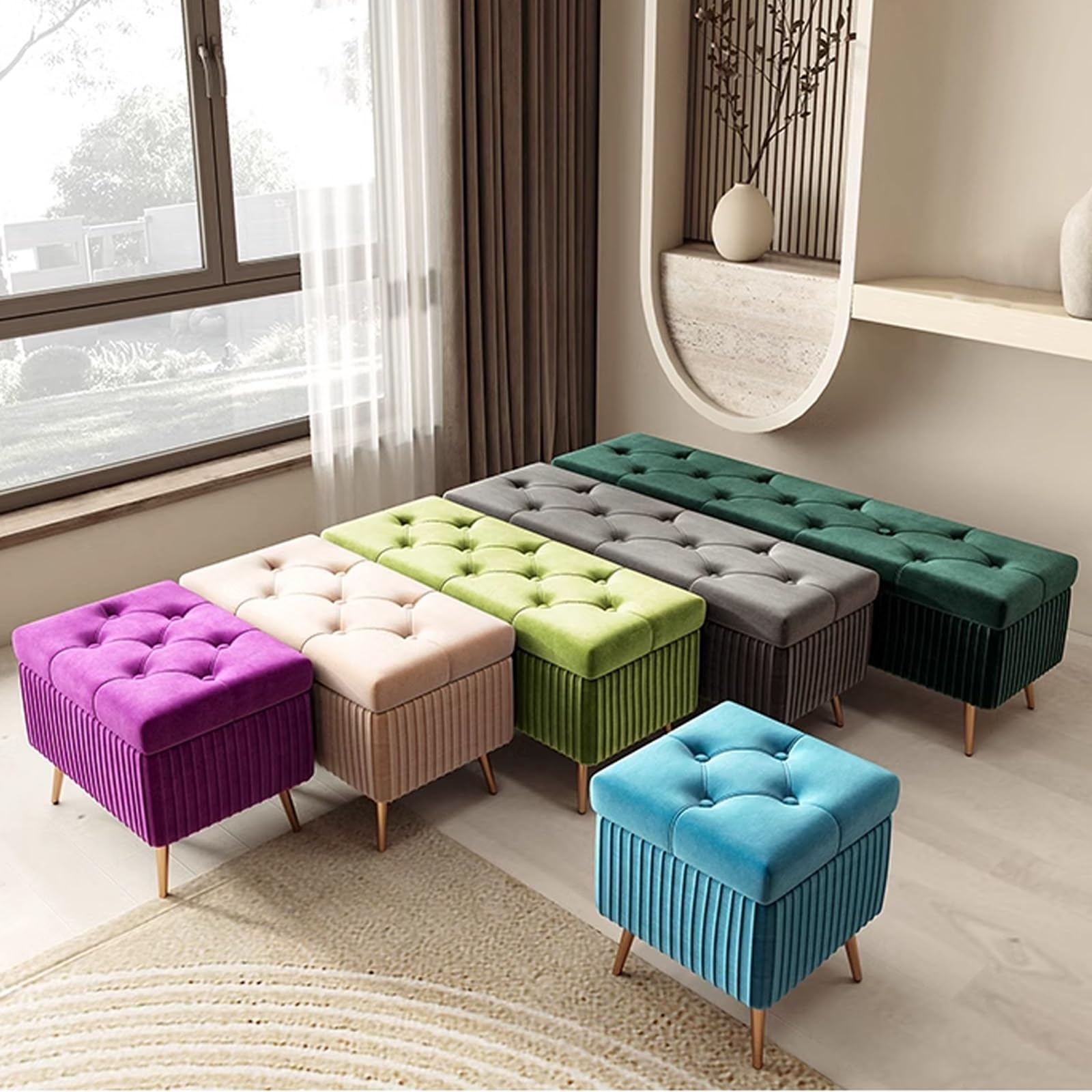Baul Almacenaje Dormitorio, Banco Almacenaje, Taburete Reposapies, Banco de Almacenamiento Tapizado, para Sala de Estar, Entrada, Dormitorio(Brown,150x59in)