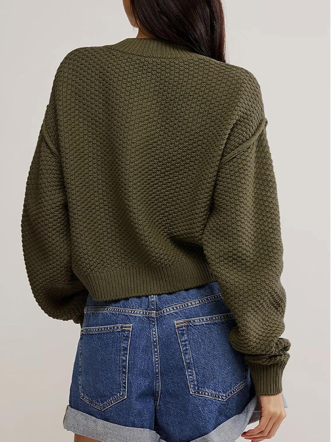 Cardigan Sweaters for Women,Long Sleeve Button Down Lightweight Cropped Short Cardigan - Image 3