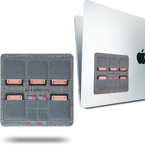 Afterplug - Soporte para tarjetas SD y MicroSD con adhesivo reutilizable para portátiles, 9 ranuras para tarjetas admite hasta 5 tarjetas SD y 4