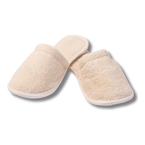 Eco Bath London Natural Toweling Slippers - Luxury 100% Organic
