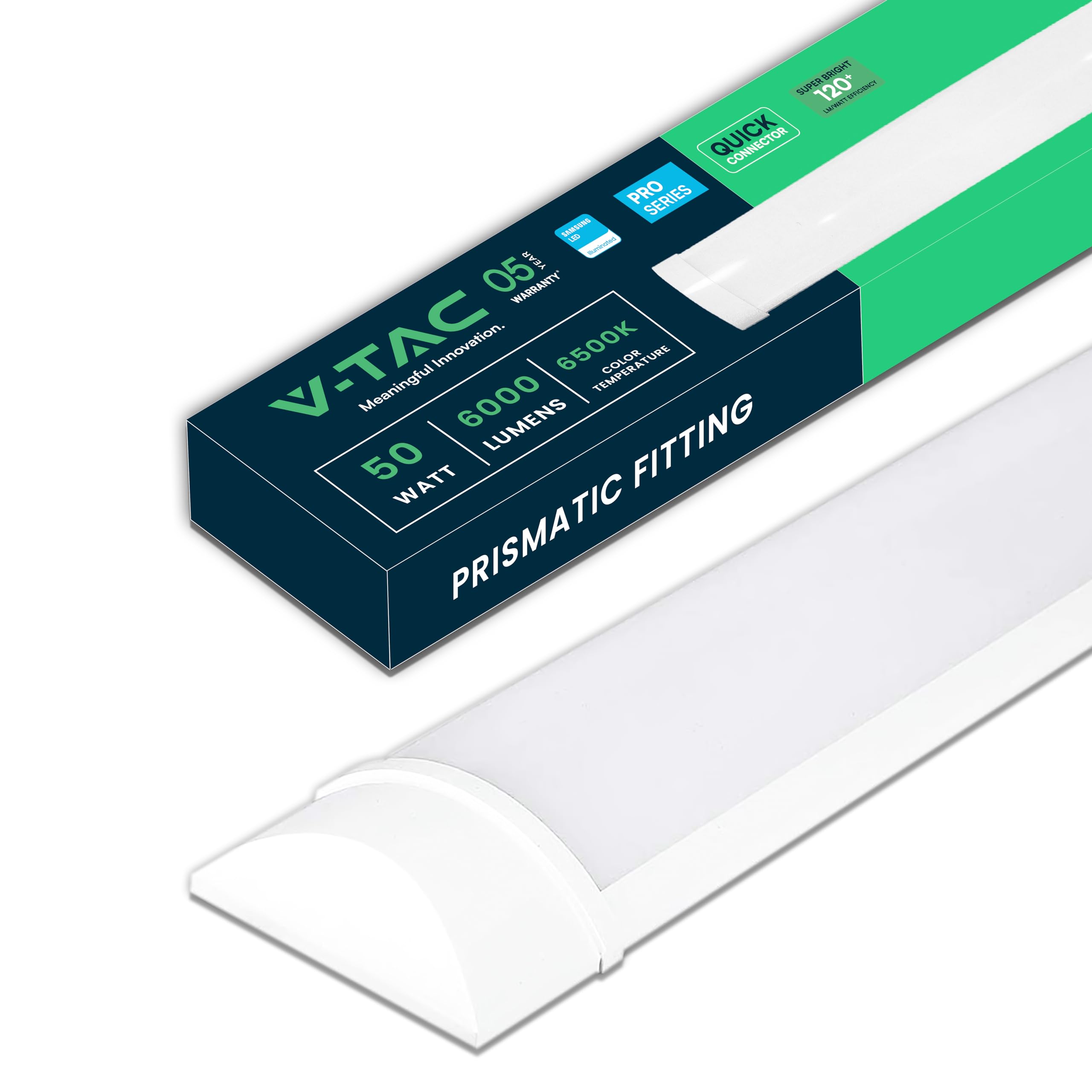 V-TAC Pantalla LED Luminaria 150 CM - 50W - Chip Samsung - Lámpara Rectangular 6000 Lumen IP20 para Pared, Garaje, Tienda - Tubo LED - Plafón LED Lineal - Luz Blanco Frío 6400K