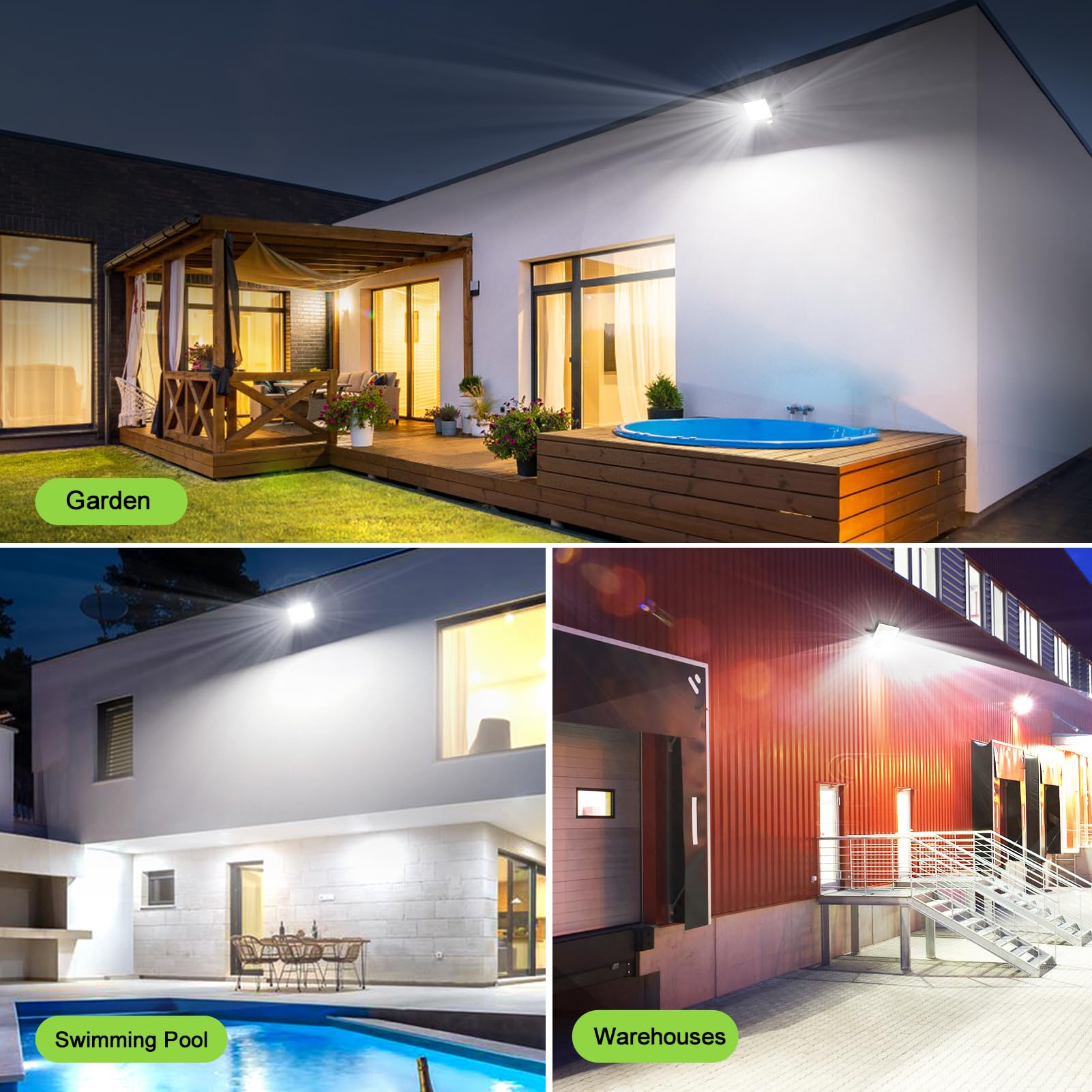 Strahler mit Bewegungsmelder Außen - 200W 20000LM 6500K LED Fluter mit Fernbedienung, Timing, Einstellbare Helligkeit, IP66 Wasserdicht Scheinwerfer für Garage Hof, 2 Stück