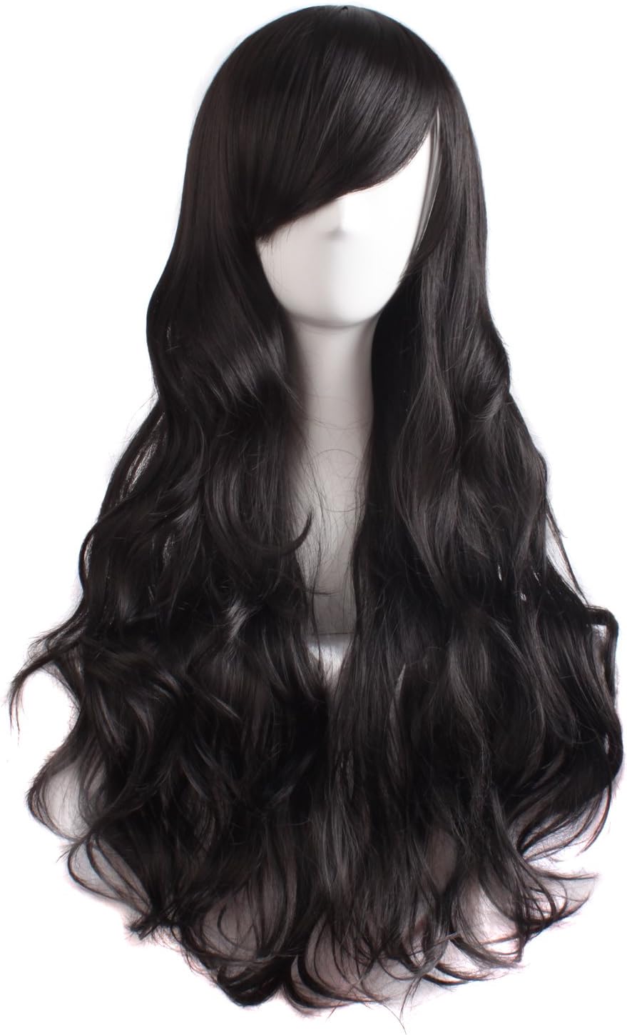 28 Inch/70 cm Charming Women's Long Curly Full Hair Wig (Black)