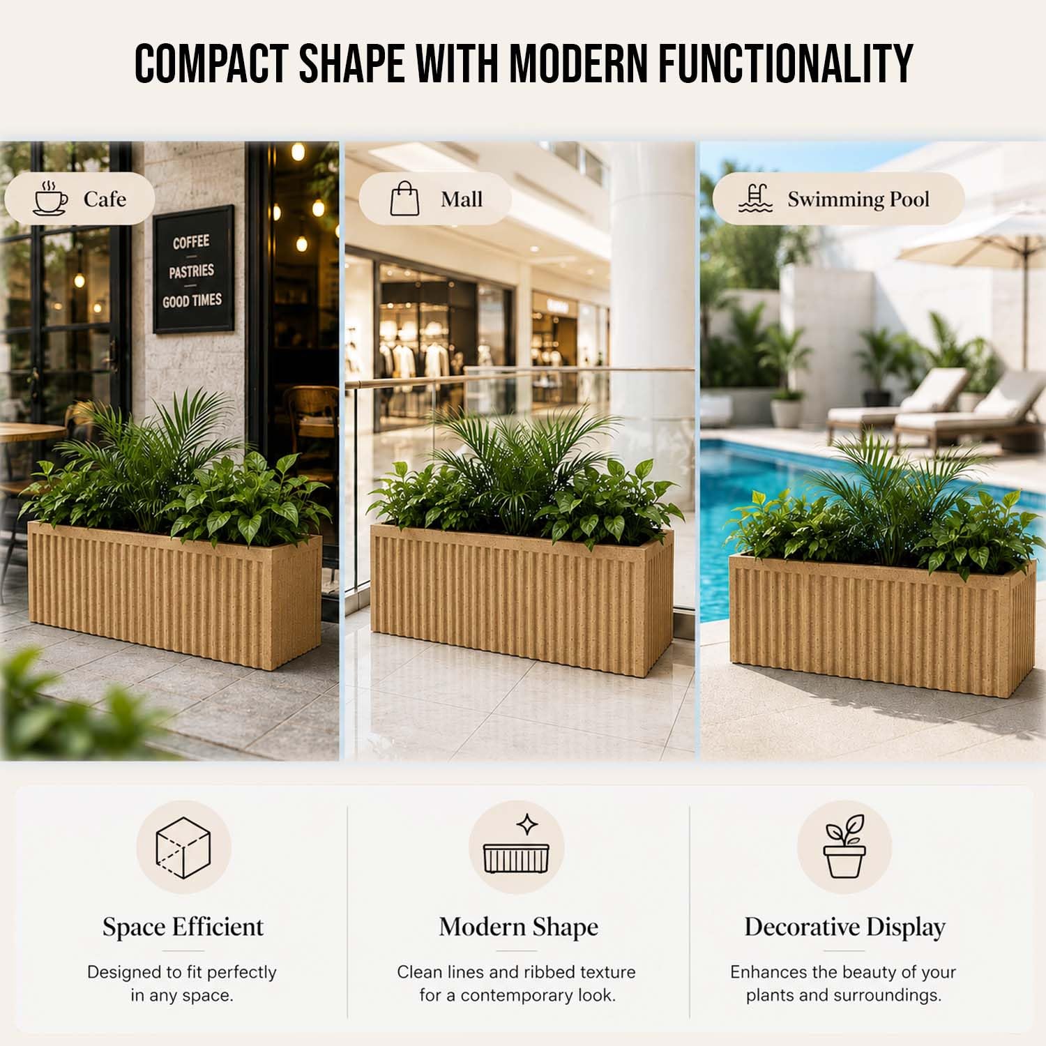 Go Hooked Rectangular Planter - Modern Stone Design -6