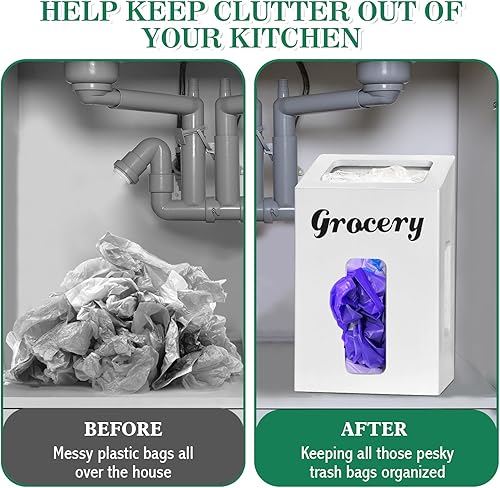 Miniatura 3 de Soporte para bolsas de comestibles debajo del fregadero, soportes de plástico para bolsas de comestibles, organizador de bolsas de plástico con 4