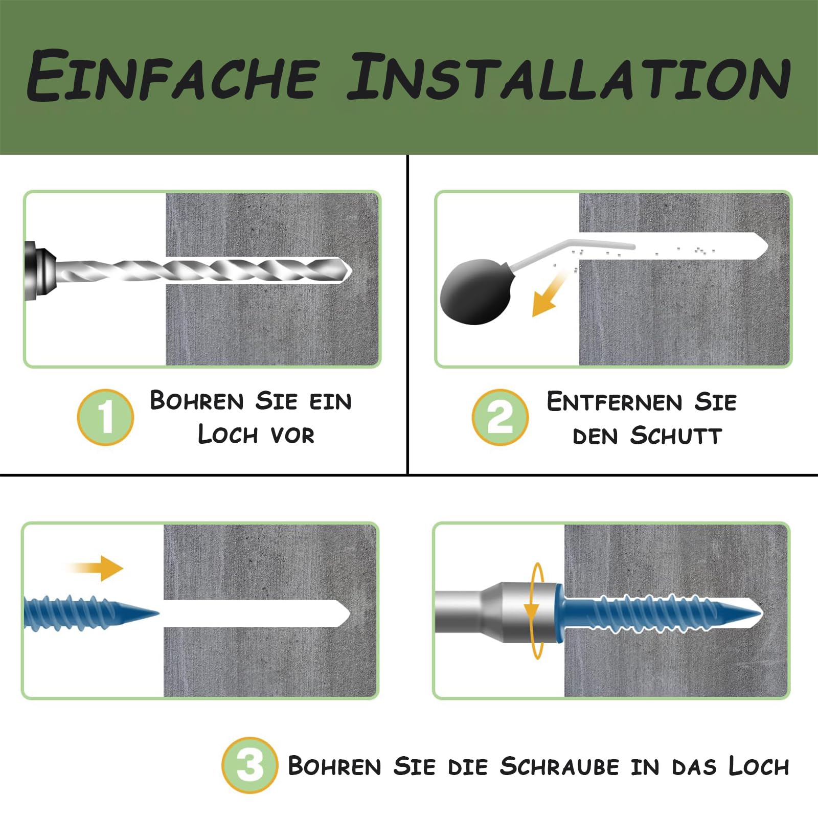 Viti Per Calcestruzzo M6,5 X 70 - 30 Pz Con Trapano E Bussola