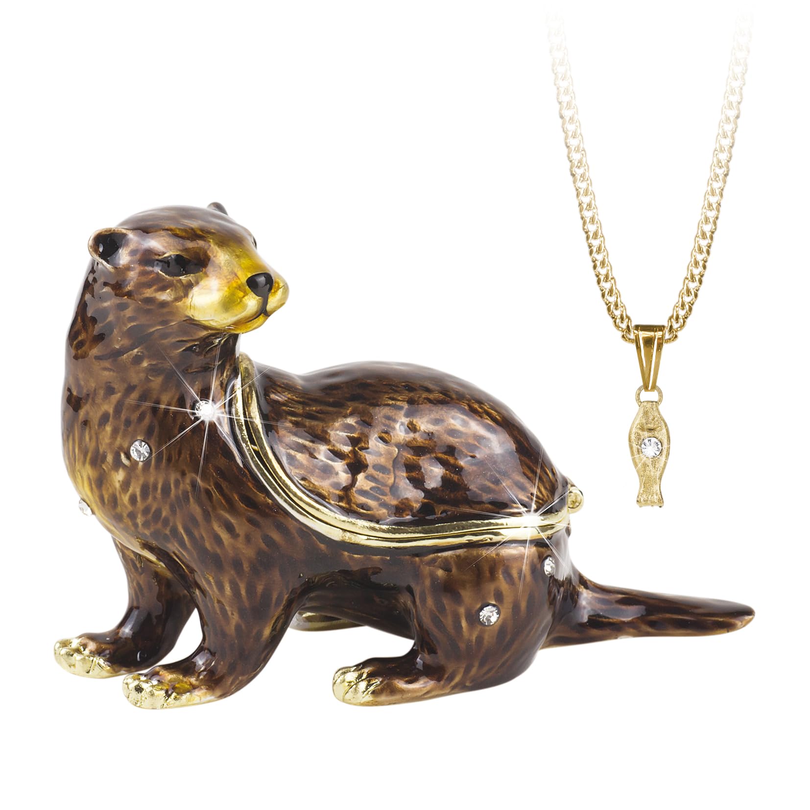 Secrets From Hidden Treasures Gold 1113 Otter Trinket Box