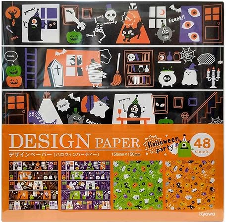 Amazon ハロウィンキャラクターデザイン紙 4デザイン4色48枚 折り紙 千代紙 15 15cm 紙文房具 日本 タイプc おりがみ ホビー