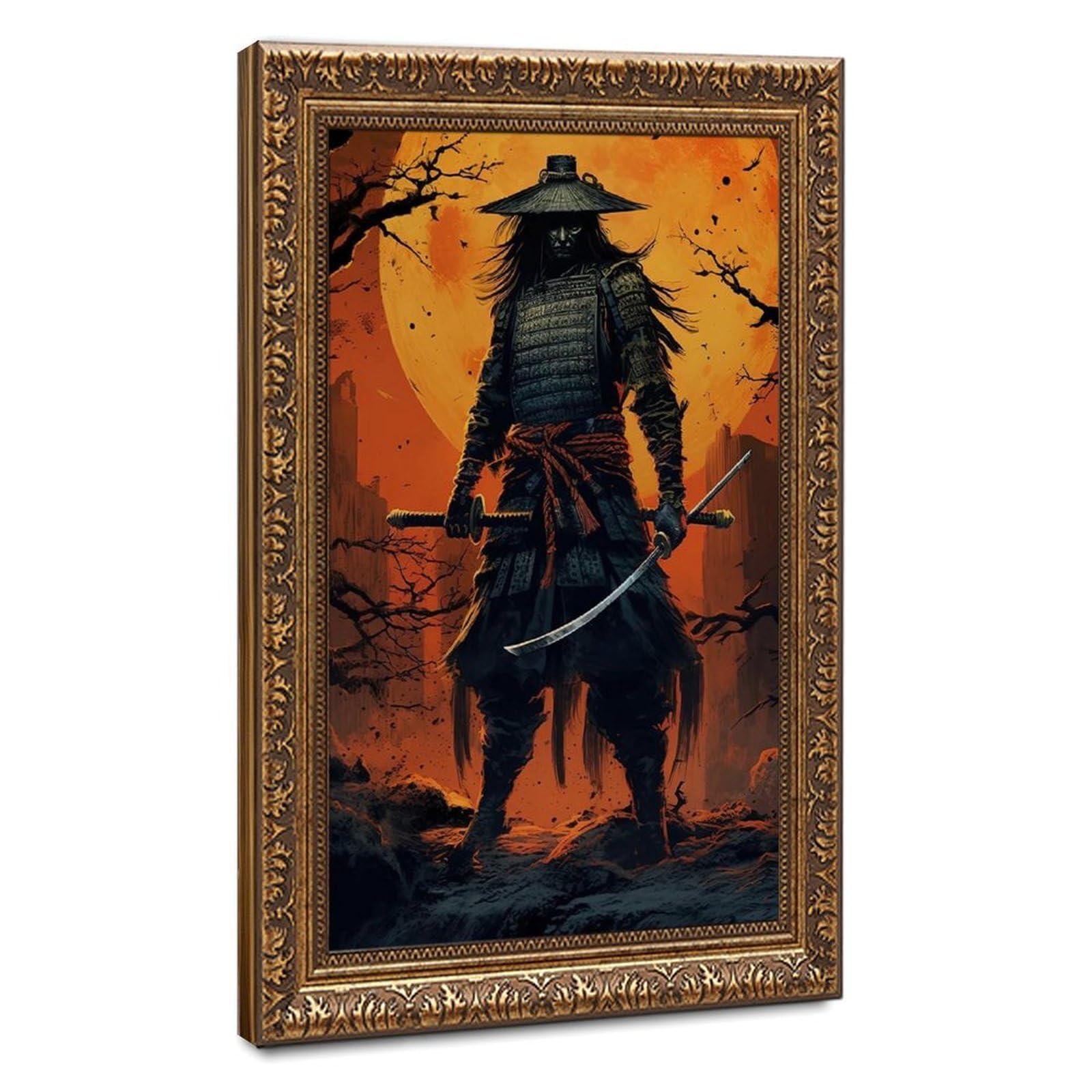 Bareronor Samurai Japanese Canvas Poster Bedroom Decor Landscape Office Room Decor Gift 24" L X 36" W