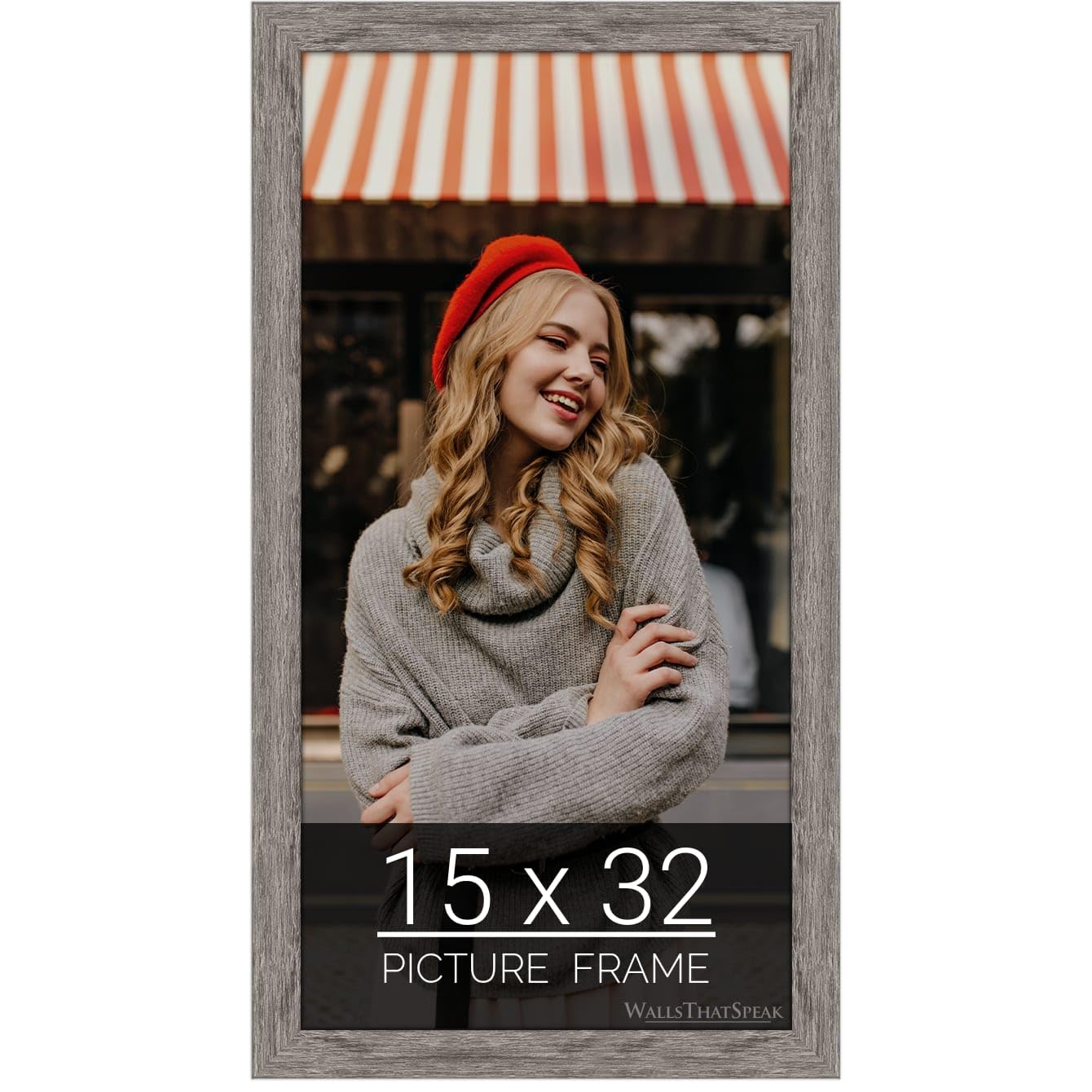 wallsthatspeak 15x32 Gray Barnwood Picture Frame for Puzzles Posters Photos or Artwork