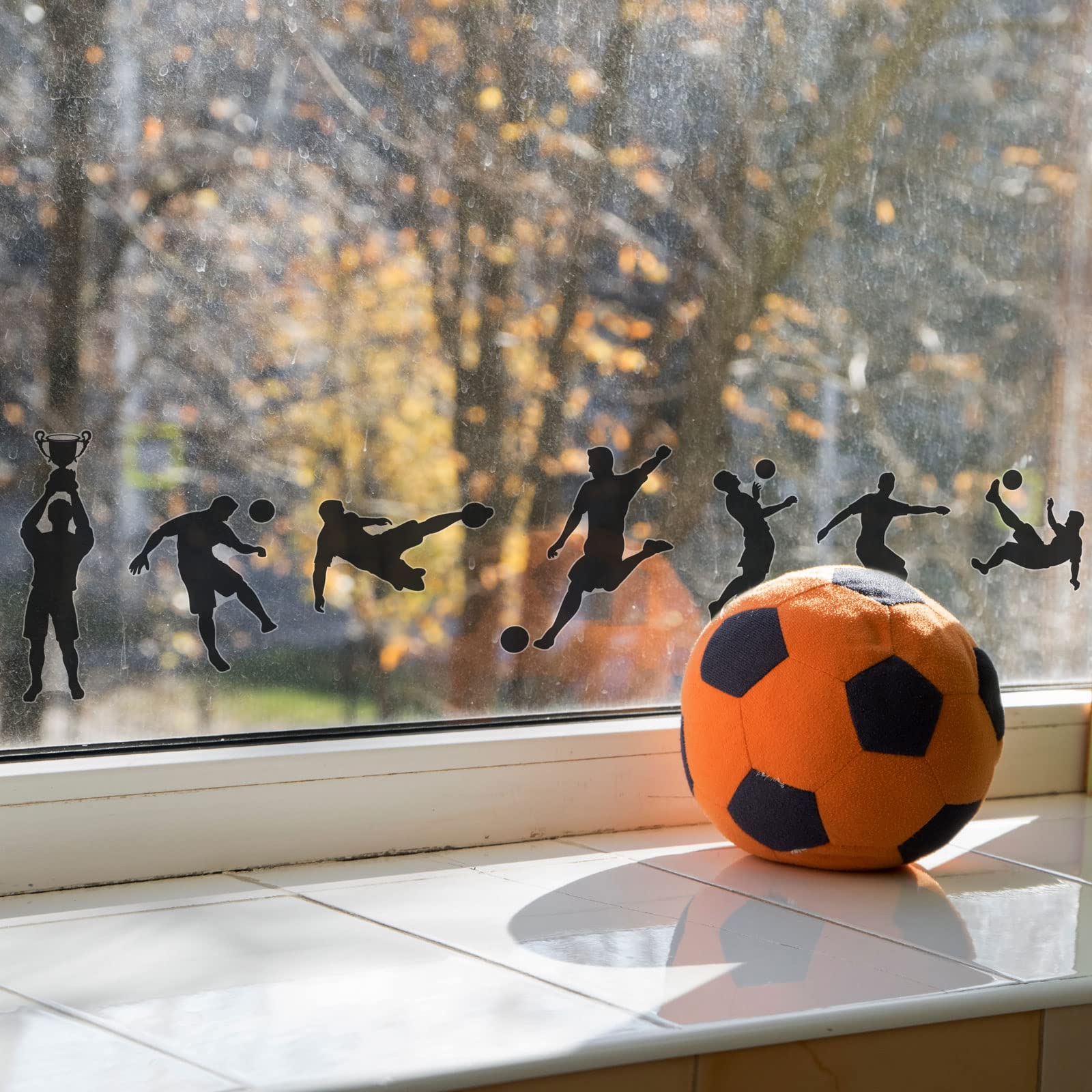 Stickerscape Football Window Stickers (Football Silhouettes - Regular) | Football Window Decal, Football Window Display | Reusable and Cleanly Removable | Made in The UK