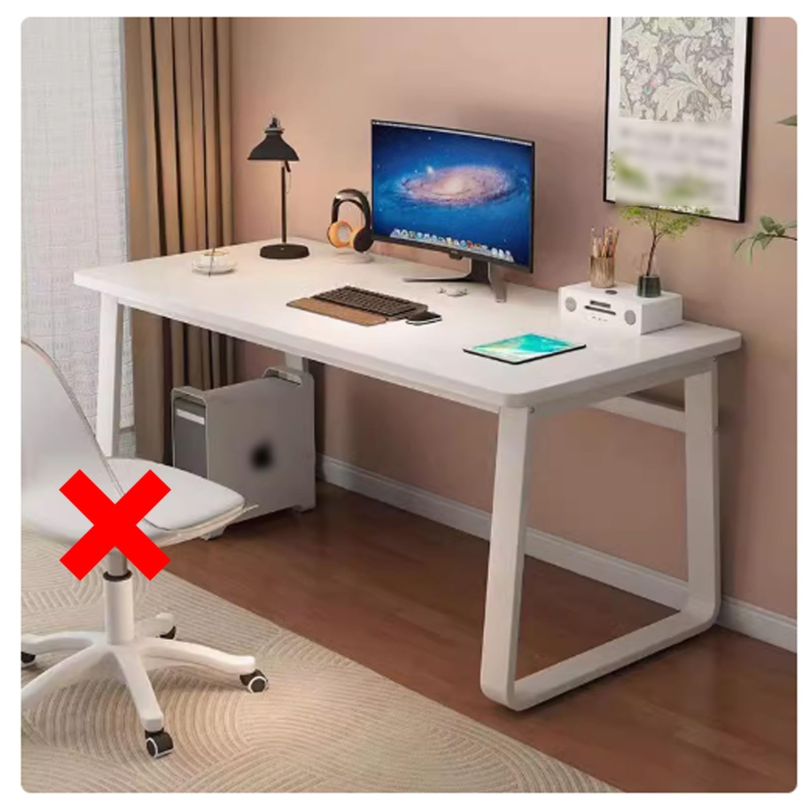 Bureau d'écriture moderne en bois avec grand plateau pour études et travail