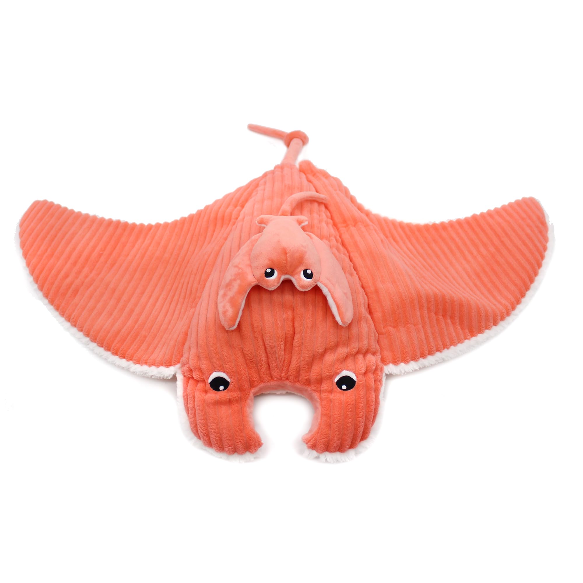 LES DÉGLINGOS PTIPOTOS by MENTALOU LA Raie Manta Mama/Bebe - Ultra miękki pluszak - Świąteczny prezent z okazji urodzin - 72 cm - Koral