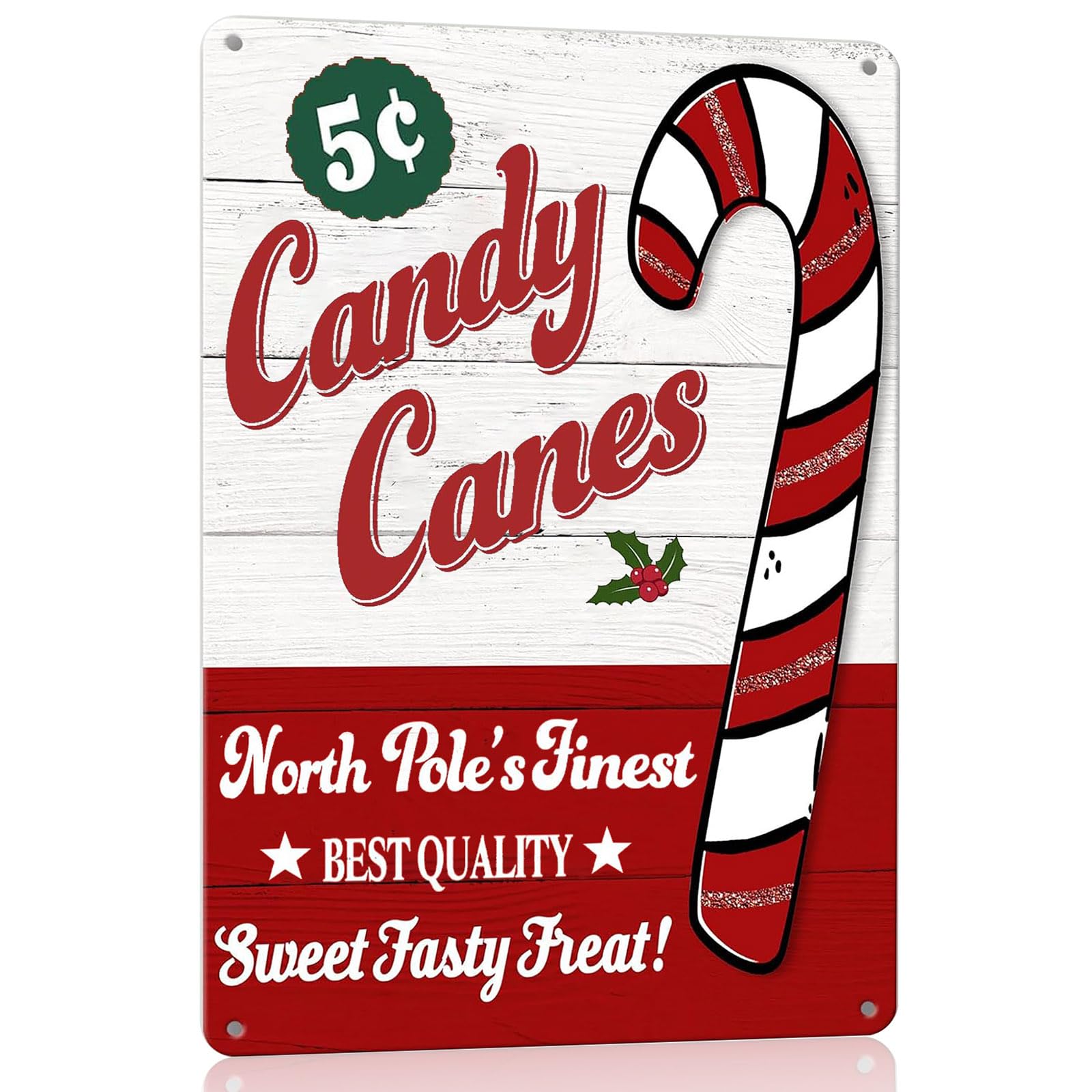 Vintage Metal Tin Sign S - Candy Cane S 8x12 Inches - Retro Christmas Wall Decor Custom Private Property Signs Outdoor