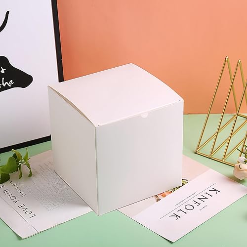 Miniatura 6 de SHIPKEY 20 cajas de regalo de cartón blanco de 8 x 8 x 8 pulgadas con tapas perfectas para fiestas bodas Navidad vacaciones cumpleaños y envoltura
