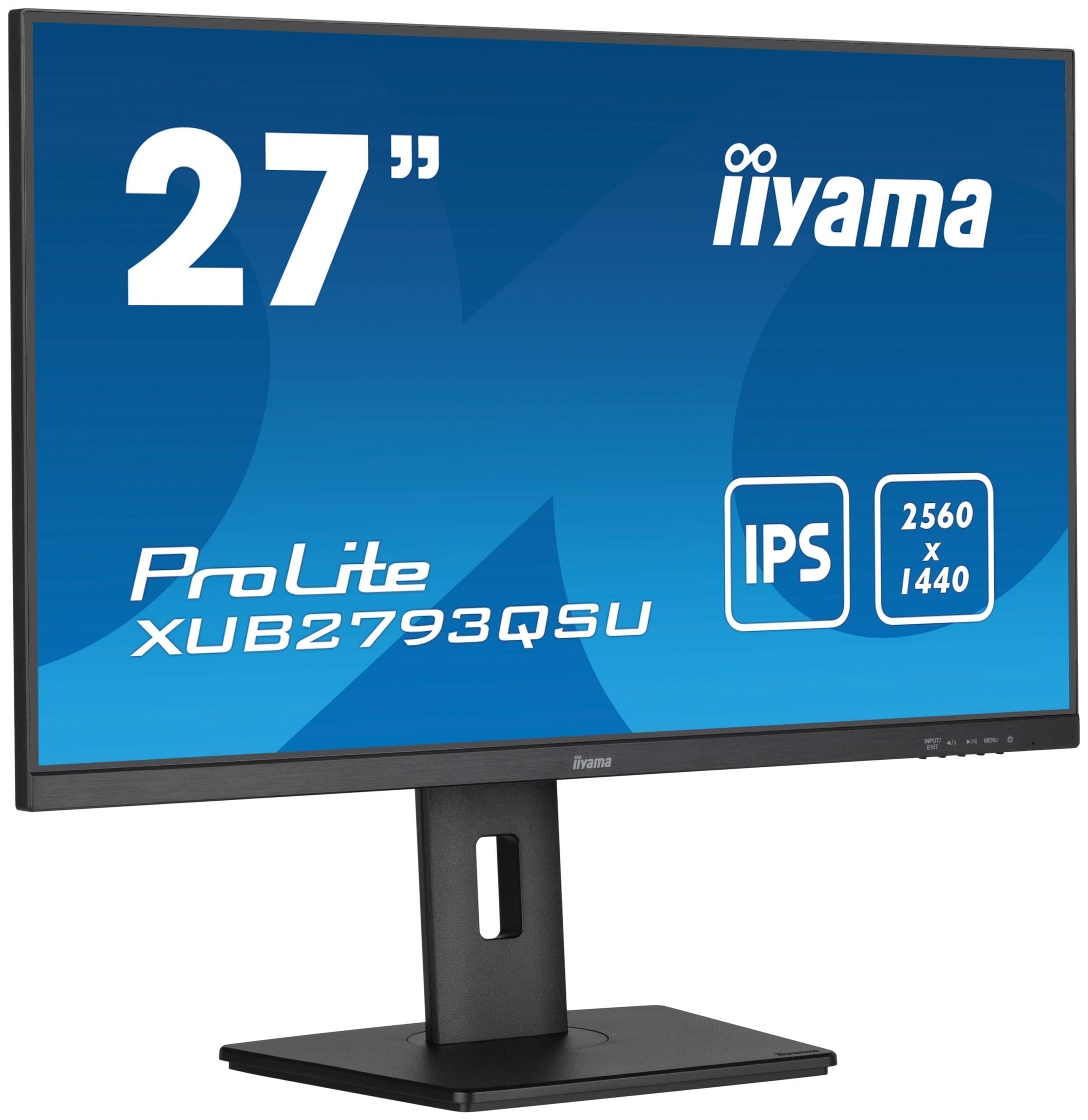 iiyama Prolite XUB2793QSU-B7 68,6cm 27" IPS LED-Monitor WQHD 100Hz HDMI DP USB3.2 Slim-Line Höhenverstellung Pivot Adaptive Sync schwarz