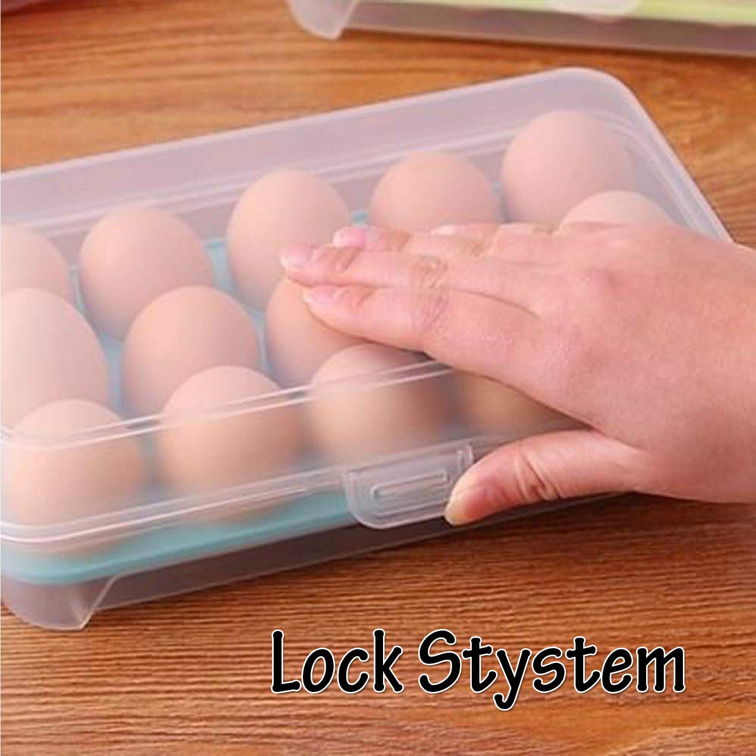 IKTU® Egg Storage Box with Lid Capacity of 15 Eggs Transparent Strong Plastic (Assorted Colour) (1 Pieces) 2