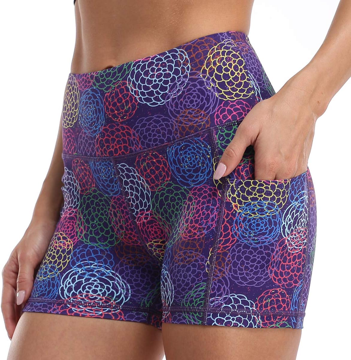 Amazon EssentialsWomens Workout Athletic Shorts Plus Size Print Gym Running Biker Shorts with Pockets