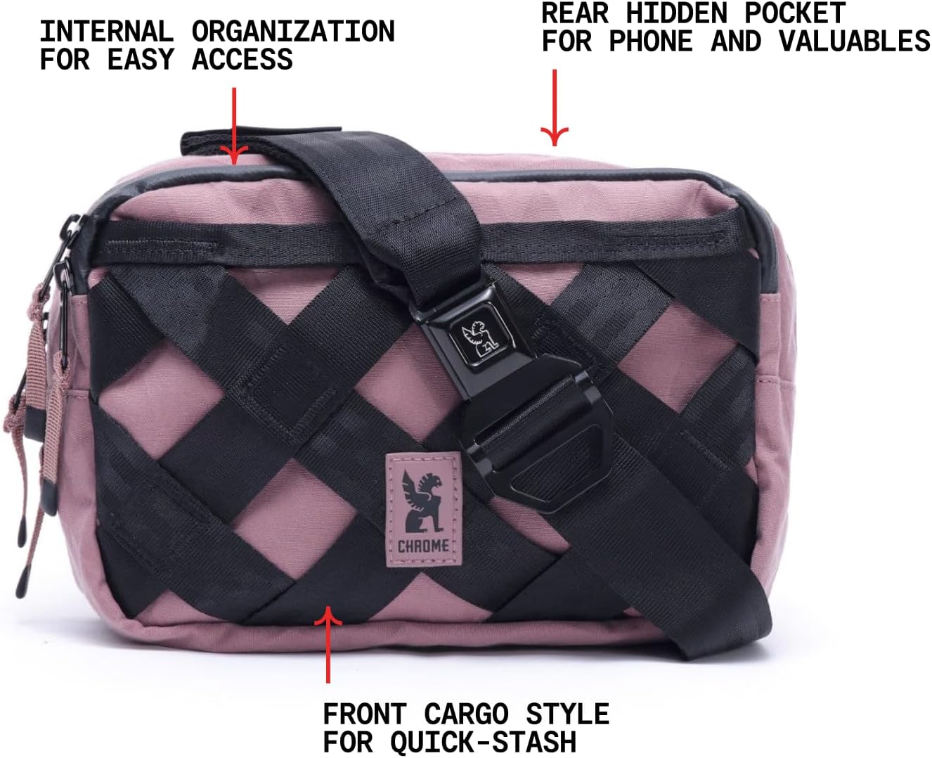 Chrome Industries Barrage Sling Bag – Crossbody Backpack for Women and Men w/Quick Release Buckle – 5L, Mauve X
