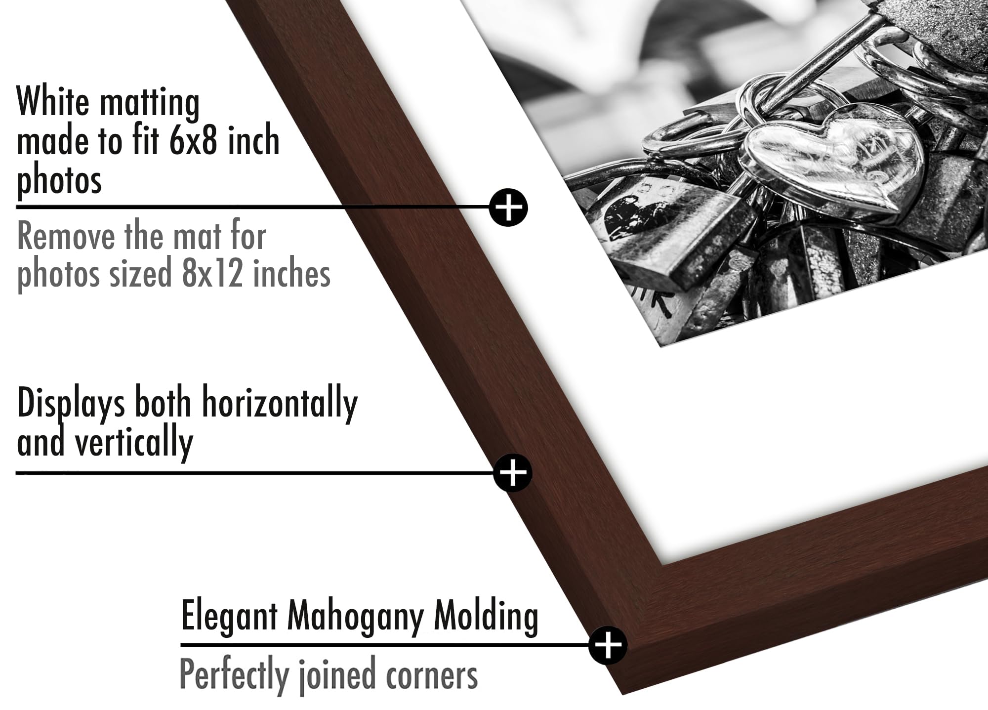 Americanflat 9x12 Picture Frames With Mat - Set Of 5, Mahogany Finish, Wall Display Gallery Set - View #7