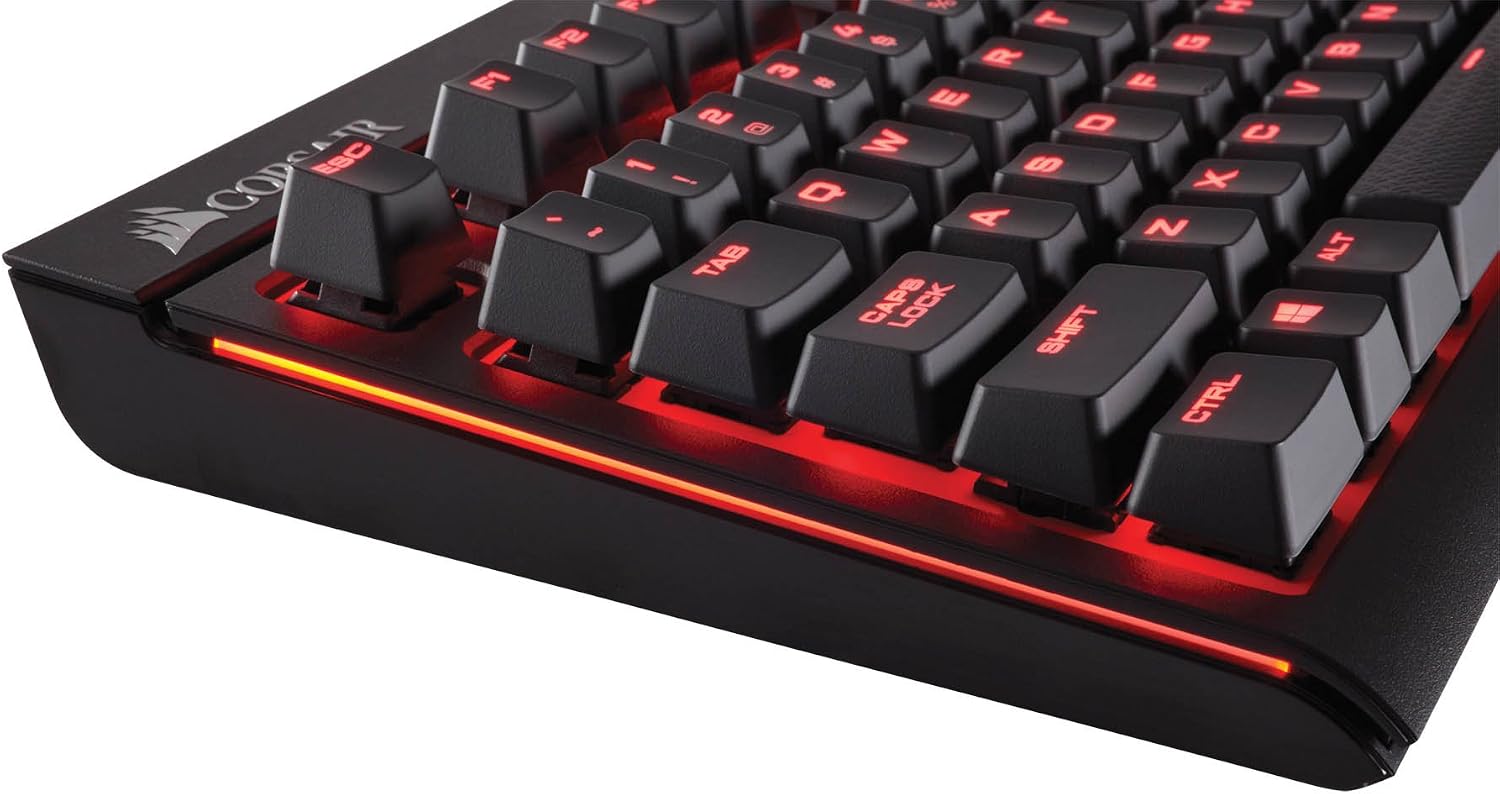 CORSAIR Strafe Mechanical Gaming Keyboard - Red LED Backlit - USB Passthrough - Linear and Silent - Quietest Switch - Cherry MX Silent Switch