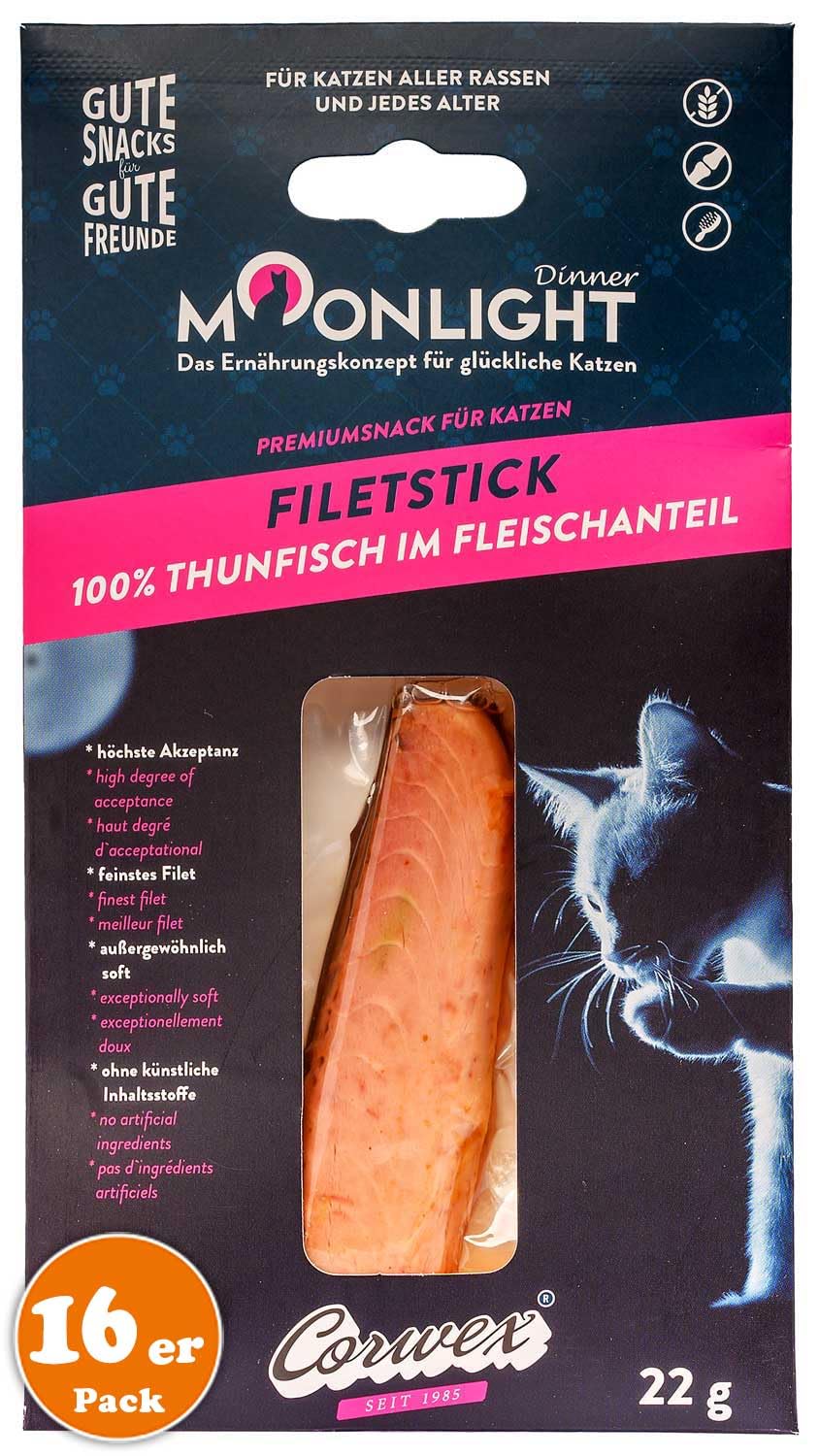 Moonlight Katzensnack Filet-Stick mit Thunfisch (16 x 22g)