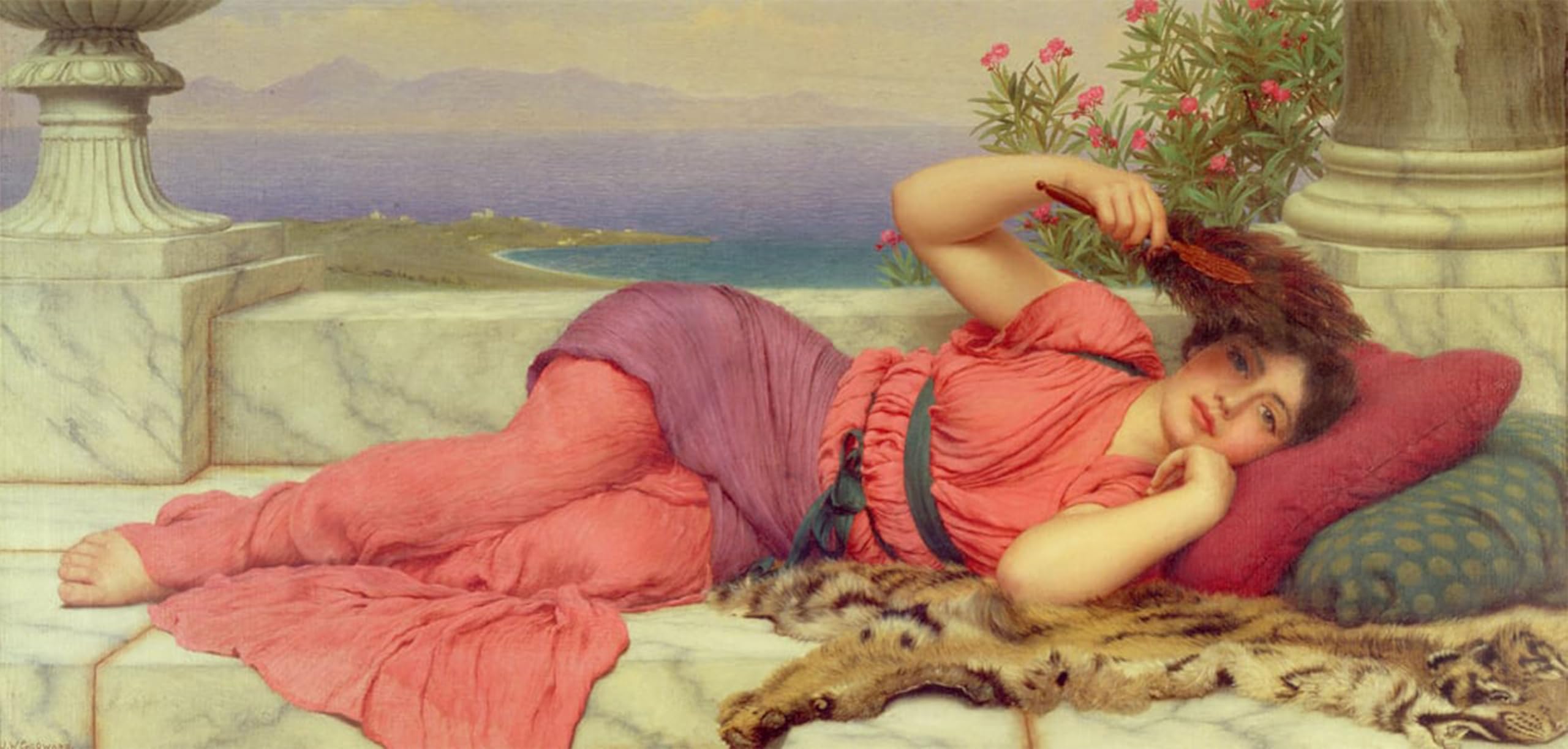 SERENDIPITP Vintage Picture Print on Canvas Wall Art Poster Noonday Rest by John William Godward Artwork Print Poster for Wall Decor 60x90cm