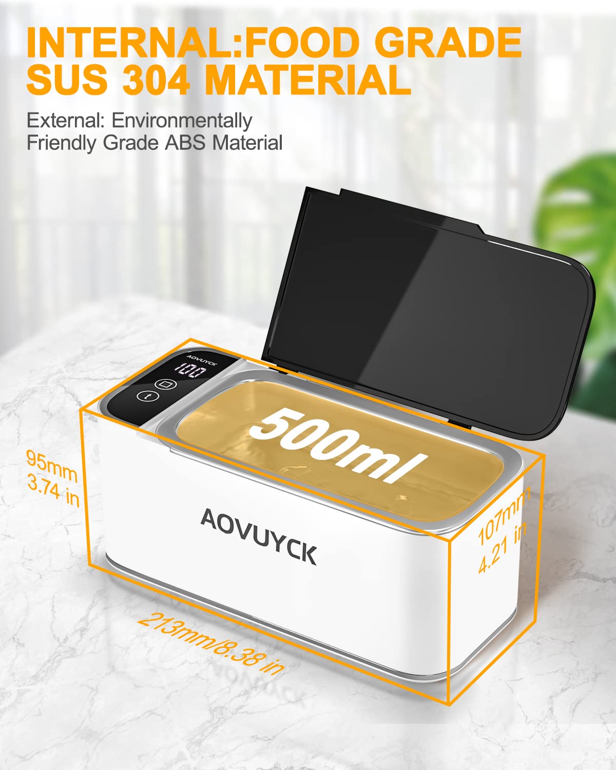 Ultradźwiękowy środek czyszczący 46000Hz 500ML Profesjonalny ultradźwiękowy środek czyszczący i wyświetlacz LED Ultradźwiękowy środek czyszczący z 4 trybami czyszczenia timera do