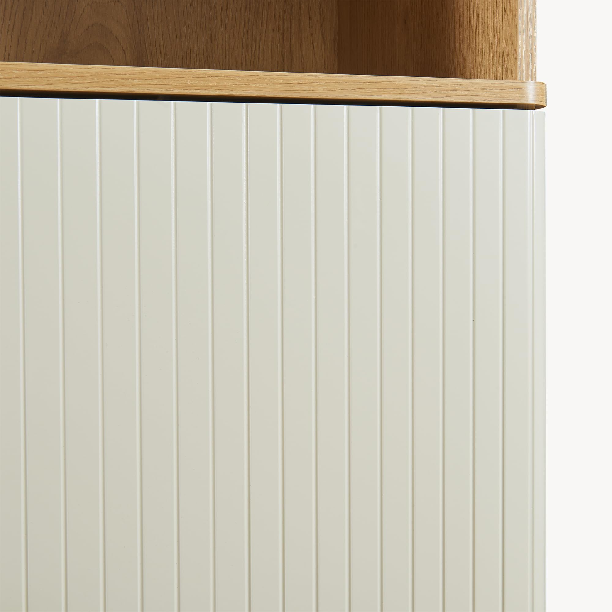[en.casa] Mobile a Colonna con Anta e 3 Vani Aperti Armadio da Bagno Multiuso con Ripiani Scomparti Chiusi per Corridoio Cucina 160 x 42 x 35 cm - Effetto Rovere/Avena Oatmeal