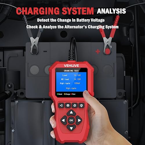 Miniatura 5 de BT910 5-3000CCA - Probador de batería de automóvil, 6 V 12 V con prueba de batería de litio, probador de alternador automotriz, probador de sistema