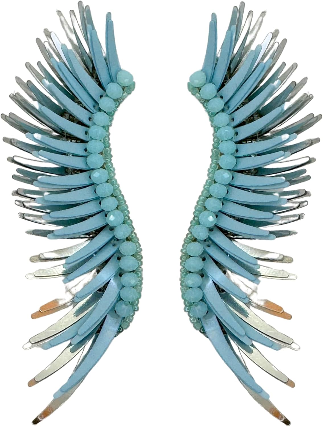 Unique Large Wing earrings, gold wings, metallic beaded prom earrings, butterfly earring, Statement angel wings, bridal earrings, Limited Edition