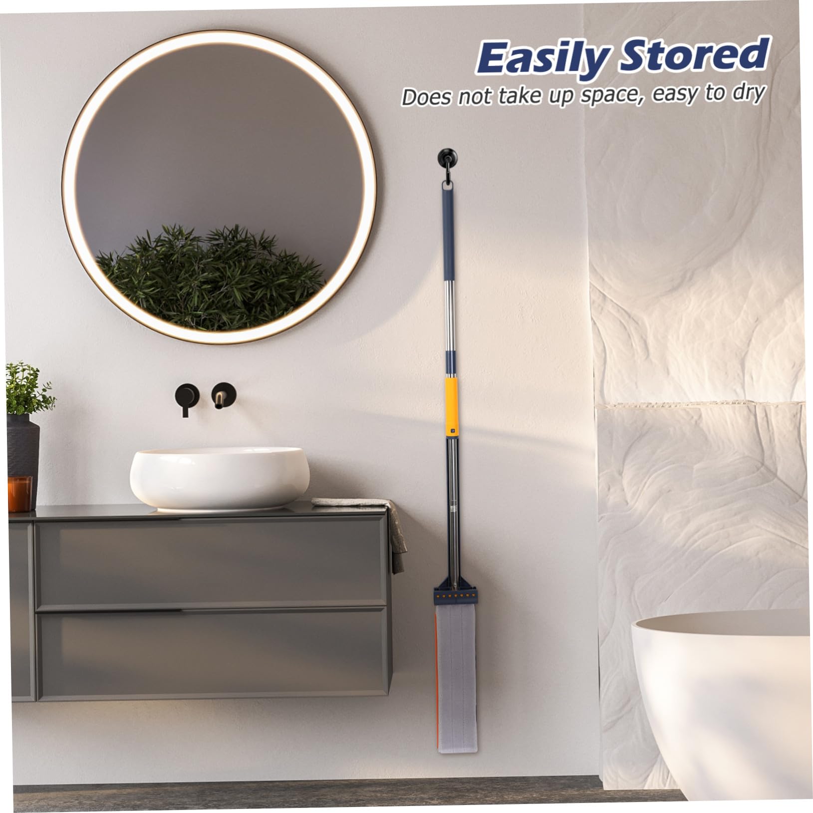 Yardwe Mopa Plana Sin Lavar 6 Piezas Azul, Fregona Multifuncional Almohadillas Absorbentes, Cabezal Grande para Limpieza Rápida, Almacenamiento Vertical, Adecuado para Suelos y Baños Domésticos